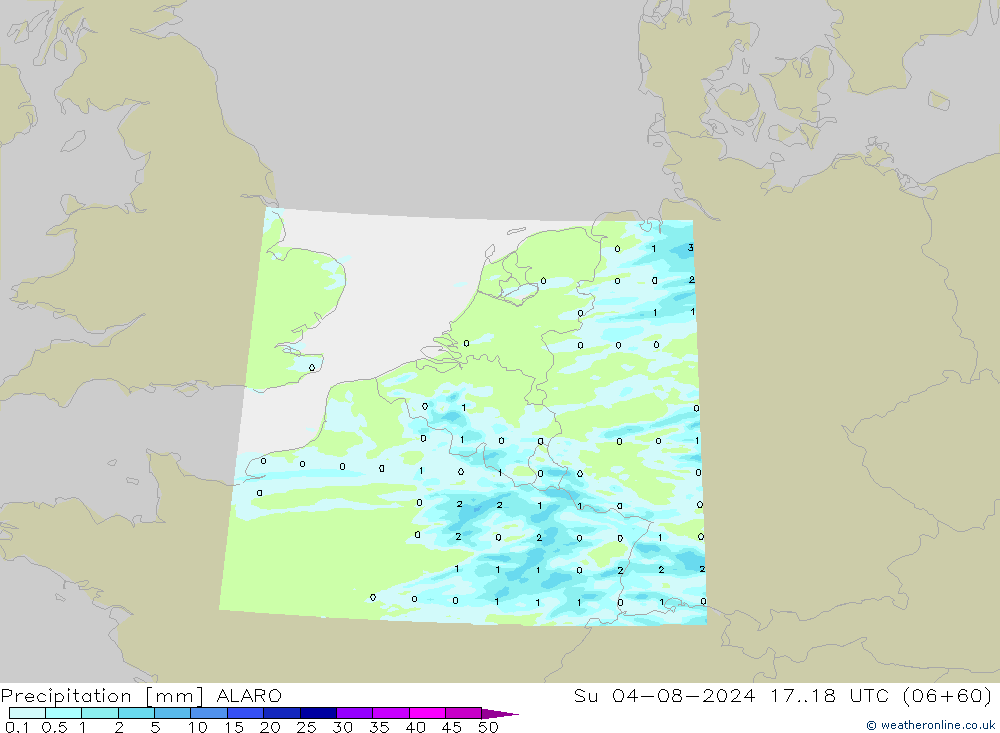 降水 ALARO 星期日 04.08.2024 18 UTC