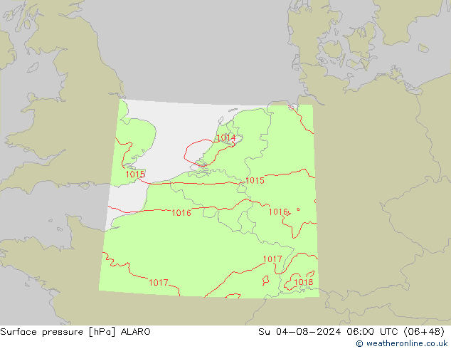 地面气压 ALARO 星期日 04.08.2024 06 UTC