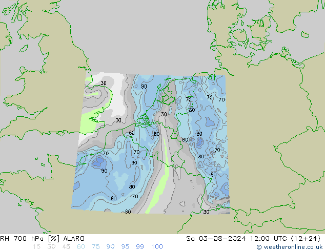 RV 700 hPa ALARO za 03.08.2024 12 UTC