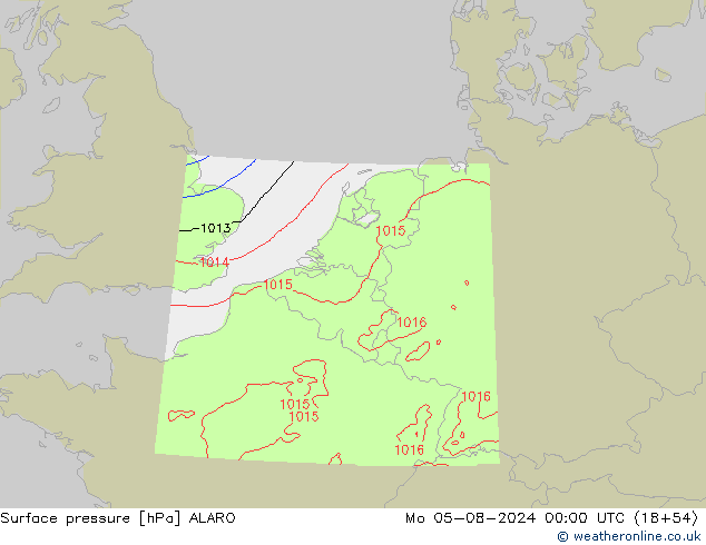 Luchtdruk (Grond) ALARO ma 05.08.2024 00 UTC
