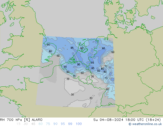 RV 700 hPa ALARO zo 04.08.2024 18 UTC