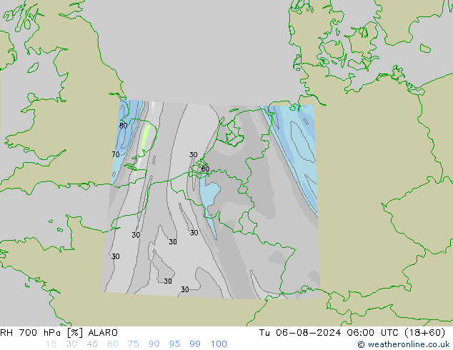 RV 700 hPa ALARO di 06.08.2024 06 UTC