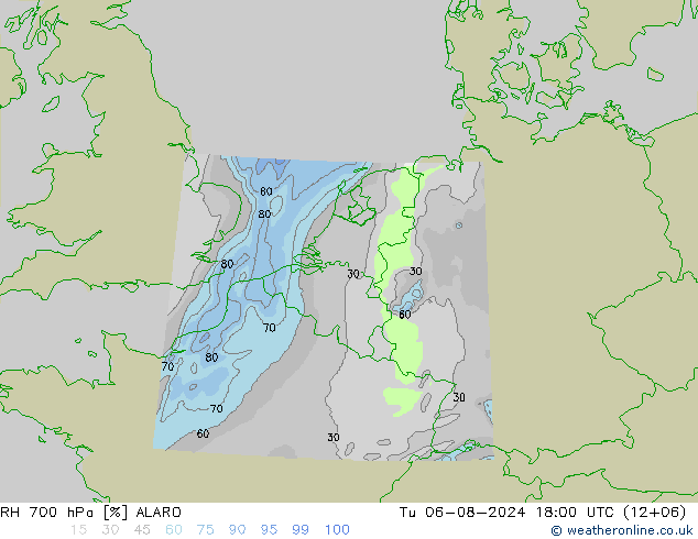 RV 700 hPa ALARO di 06.08.2024 18 UTC