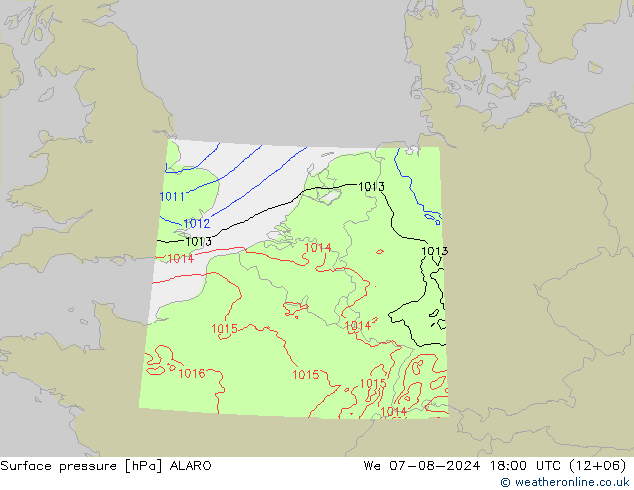 Luchtdruk (Grond) ALARO wo 07.08.2024 18 UTC