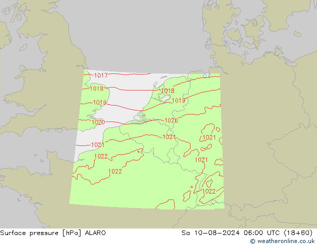 地面气压 ALARO 星期六 10.08.2024 06 UTC