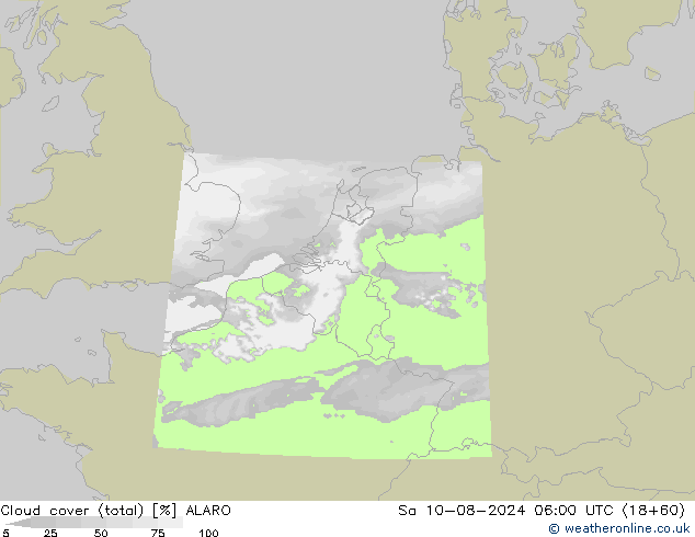 Bewolking (Totaal) ALARO za 10.08.2024 06 UTC