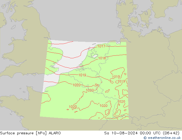 Luchtdruk (Grond) ALARO za 10.08.2024 00 UTC