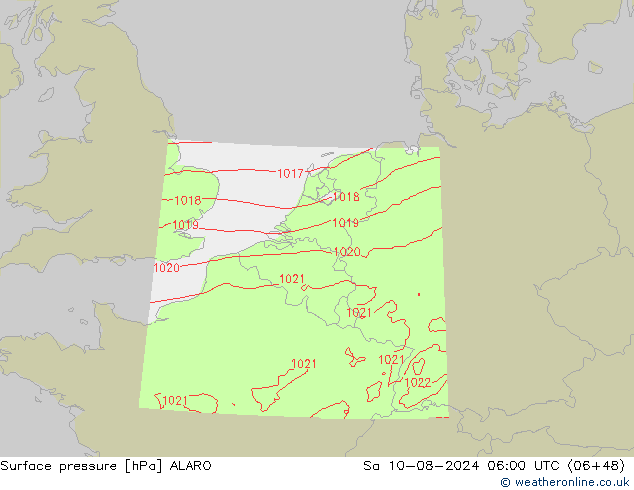 地面气压 ALARO 星期六 10.08.2024 06 UTC