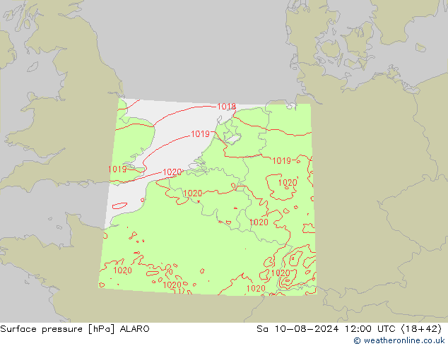 Luchtdruk (Grond) ALARO za 10.08.2024 12 UTC