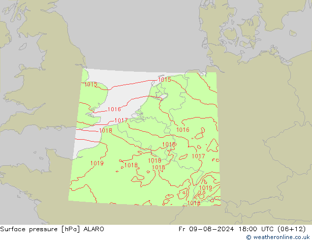 地面气压 ALARO 星期五 09.08.2024 18 UTC