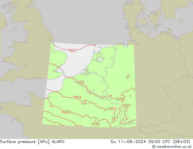 地面气压 ALARO 星期日 11.08.2024 09 UTC