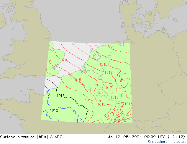 Luchtdruk (Grond) ALARO ma 12.08.2024 00 UTC