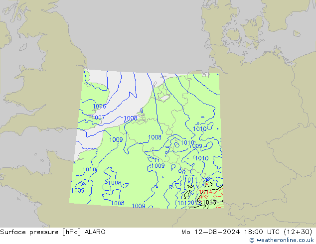 Luchtdruk (Grond) ALARO ma 12.08.2024 18 UTC