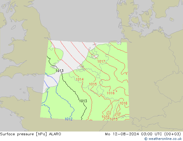 地面气压 ALARO 星期一 12.08.2024 03 UTC