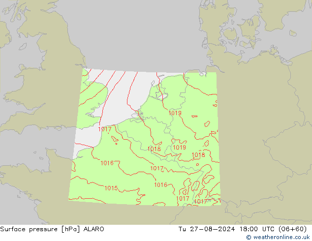 地面气压 ALARO 星期二 27.08.2024 18 UTC