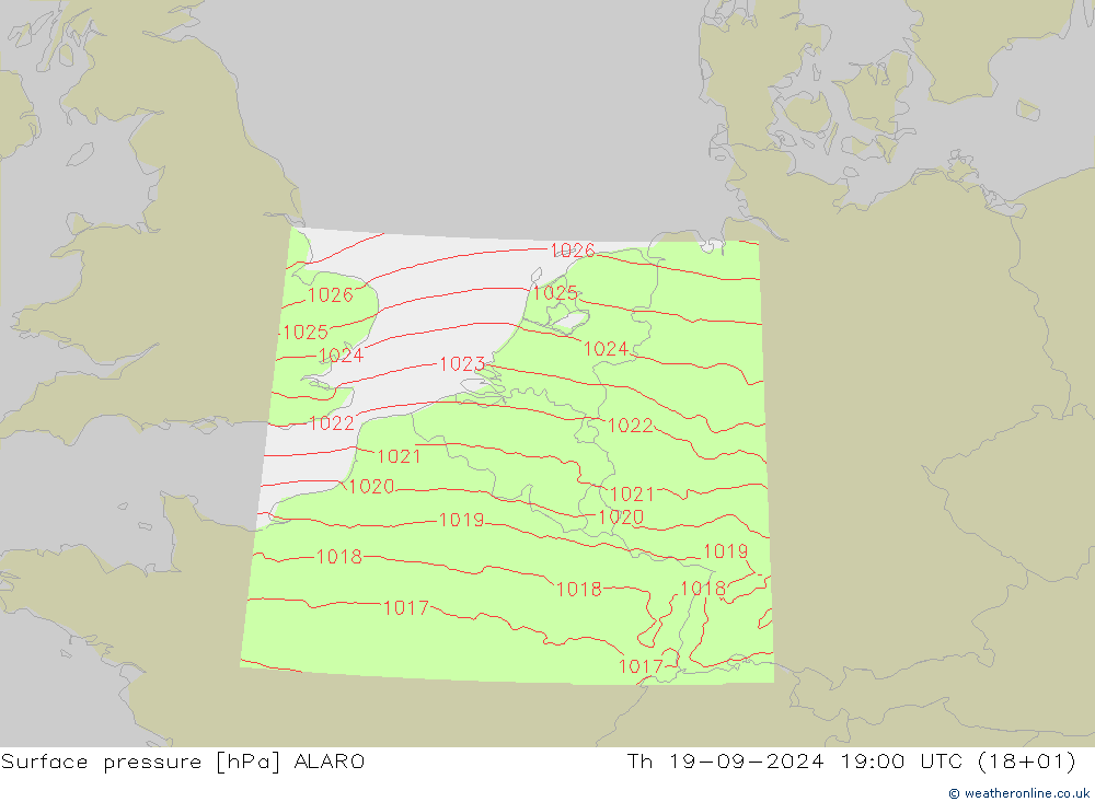 Surface pressure ALARO Th 19.09.2024 19 UTC