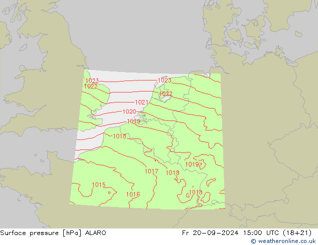 приземное давление ALARO пт 20.09.2024 15 UTC