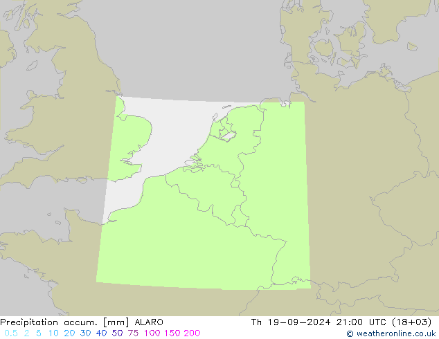 Precipitation accum. ALARO gio 19.09.2024 21 UTC