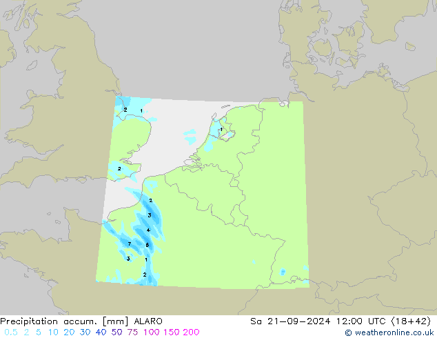 Precipitation accum. ALARO Sa 21.09.2024 12 UTC