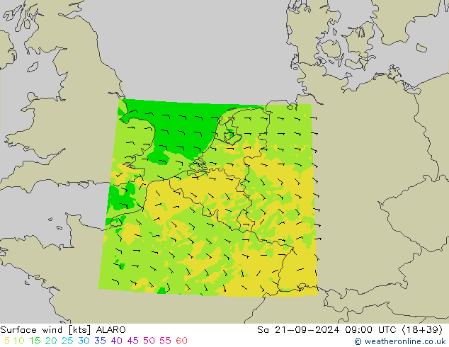 Rüzgar 10 m ALARO Cts 21.09.2024 09 UTC