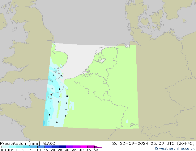 Srážky ALARO Ne 22.09.2024 00 UTC