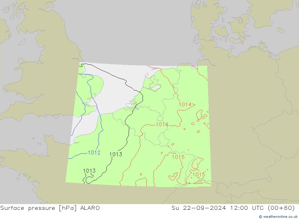 приземное давление ALARO Вс 22.09.2024 12 UTC