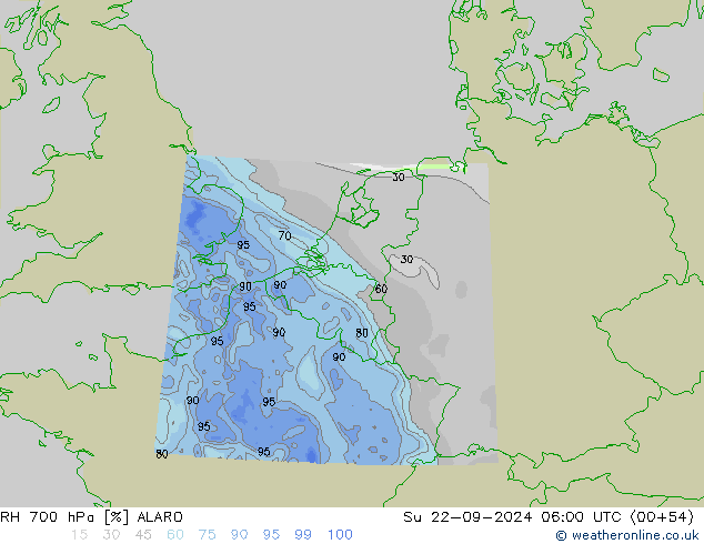 RH 700 hPa ALARO Su 22.09.2024 06 UTC