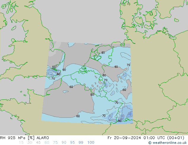 RH 925 hPa ALARO Fr 20.09.2024 01 UTC