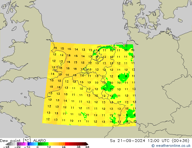 Punto di rugiada ALARO sab 21.09.2024 12 UTC