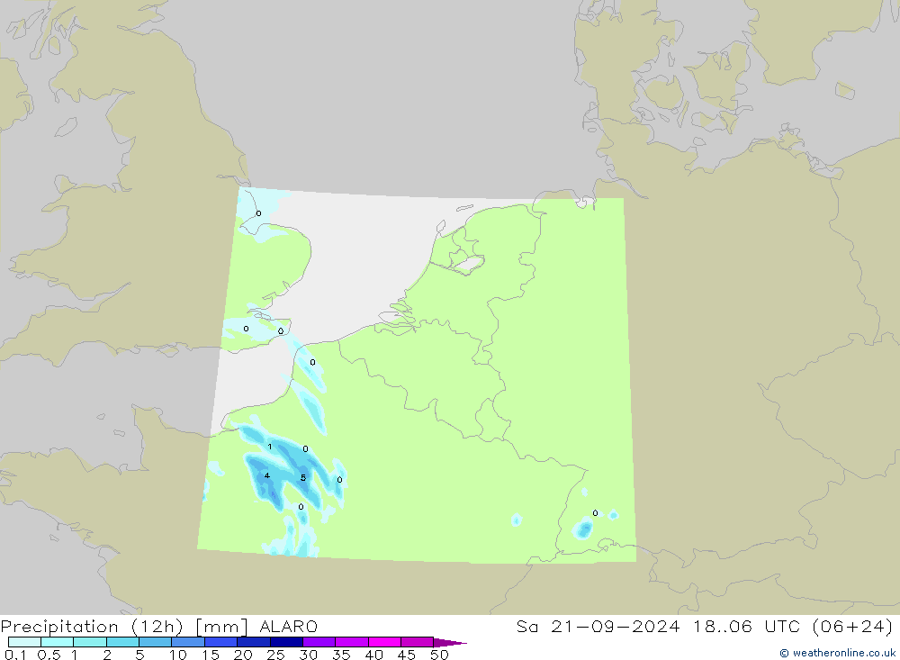 Precipitação (12h) ALARO Sáb 21.09.2024 06 UTC