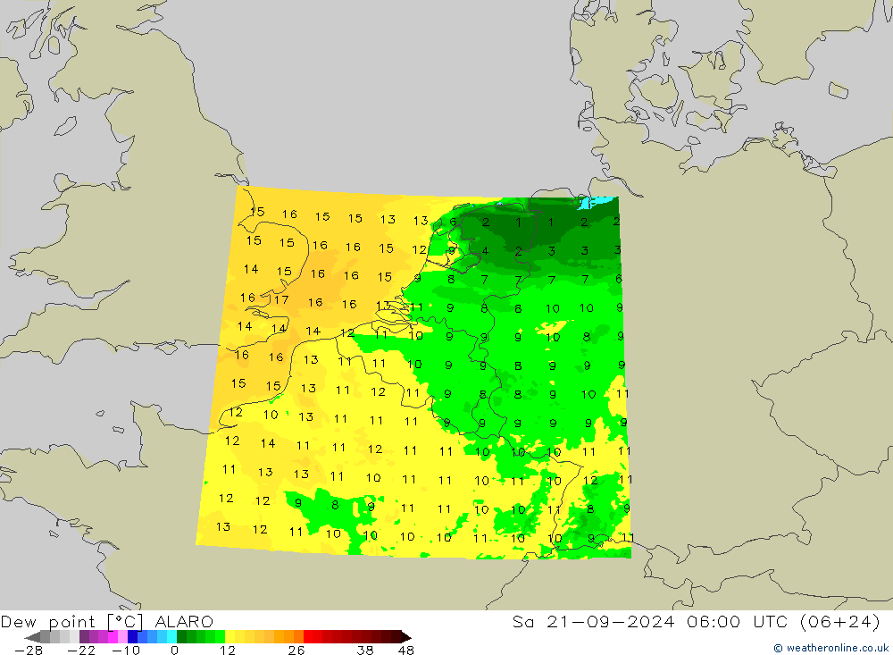 Ponto de orvalho ALARO Sáb 21.09.2024 06 UTC