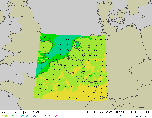 Surface wind ALARO Fr 20.09.2024 07 UTC