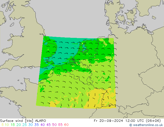 Surface wind ALARO Fr 20.09.2024 12 UTC