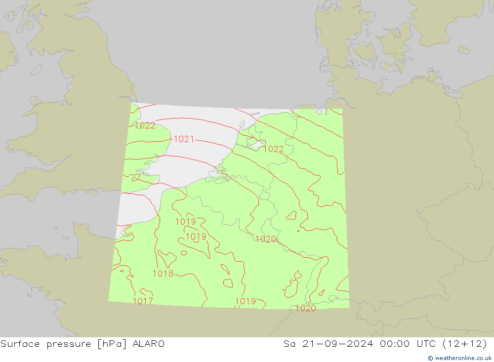 Surface pressure ALARO Sa 21.09.2024 00 UTC