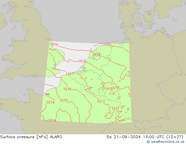 Surface pressure ALARO Sa 21.09.2024 15 UTC