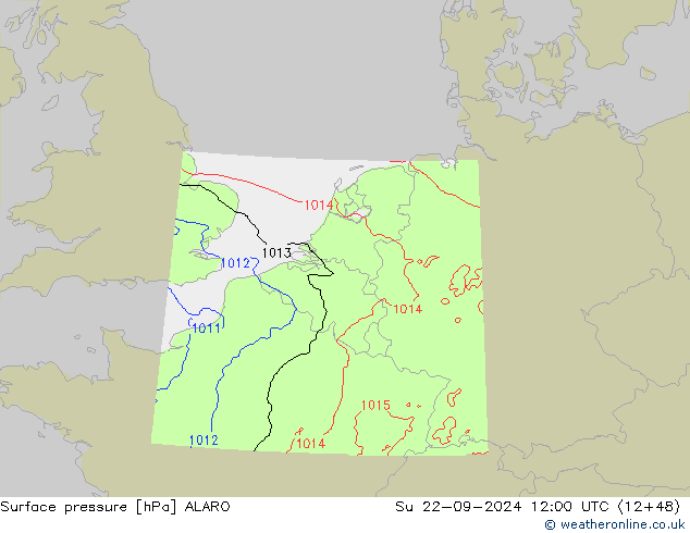 Surface pressure ALARO Su 22.09.2024 12 UTC