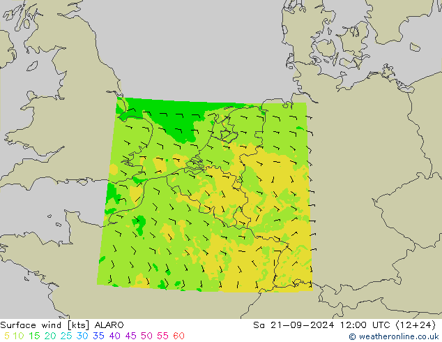 Surface wind ALARO Sa 21.09.2024 12 UTC