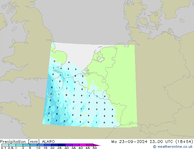 Niederschlag ALARO Mo 23.09.2024 00 UTC