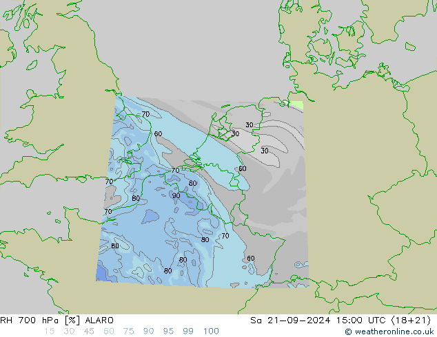 RH 700 hPa ALARO  21.09.2024 15 UTC