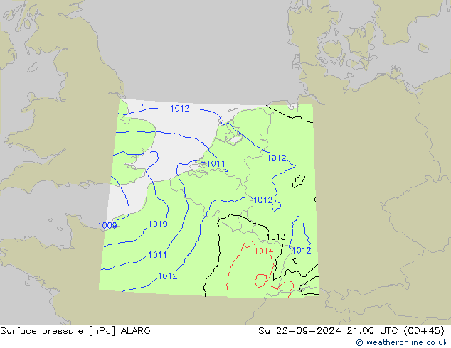 Surface pressure ALARO Su 22.09.2024 21 UTC