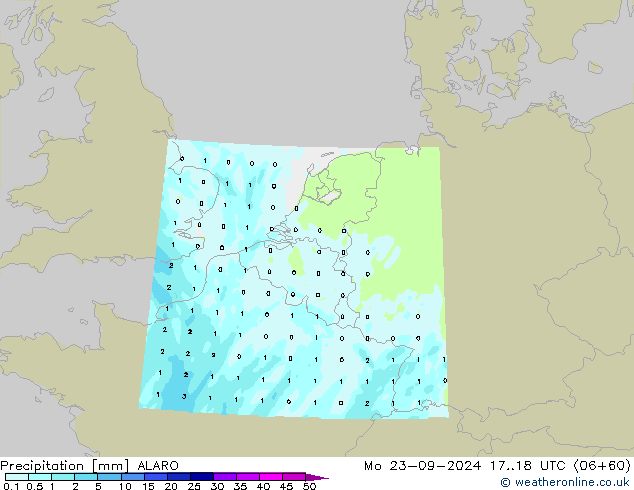 Niederschlag ALARO Mo 23.09.2024 18 UTC