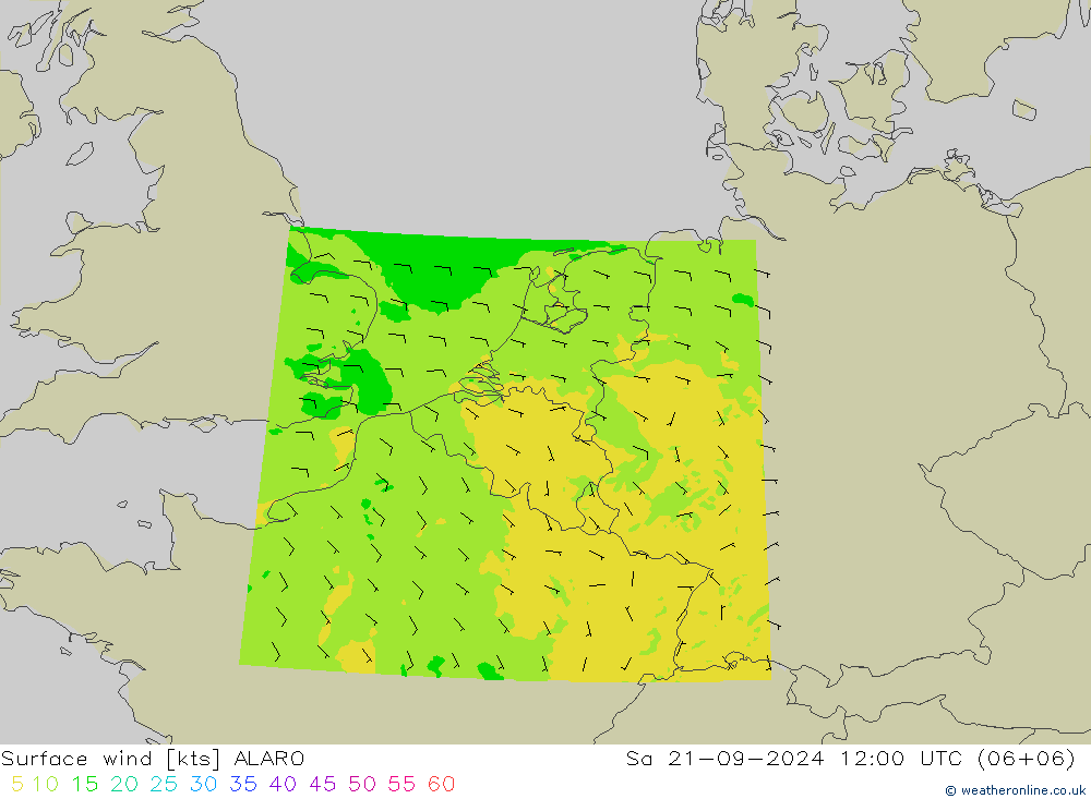 Viento 10 m ALARO sáb 21.09.2024 12 UTC