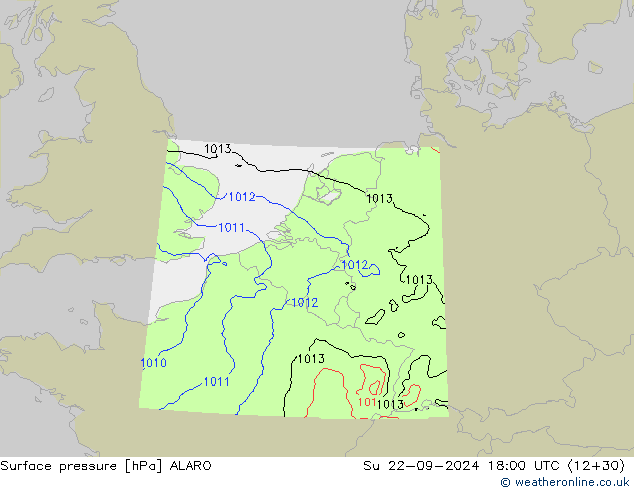 Surface pressure ALARO Su 22.09.2024 18 UTC