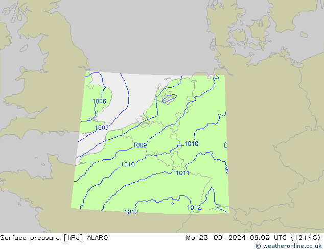 Surface pressure ALARO Mo 23.09.2024 09 UTC