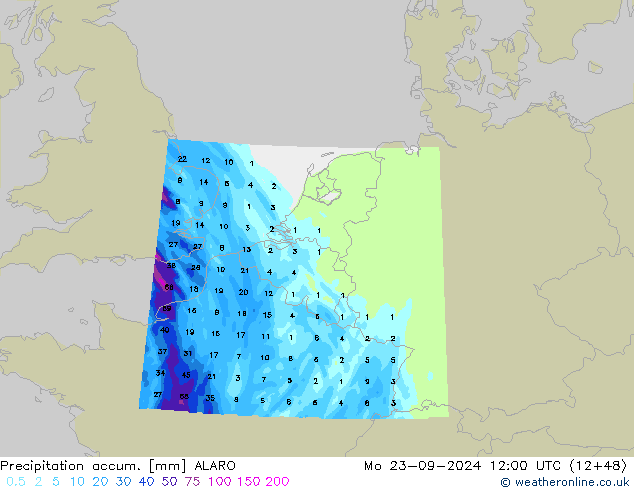 Nied. akkumuliert ALARO Mo 23.09.2024 12 UTC