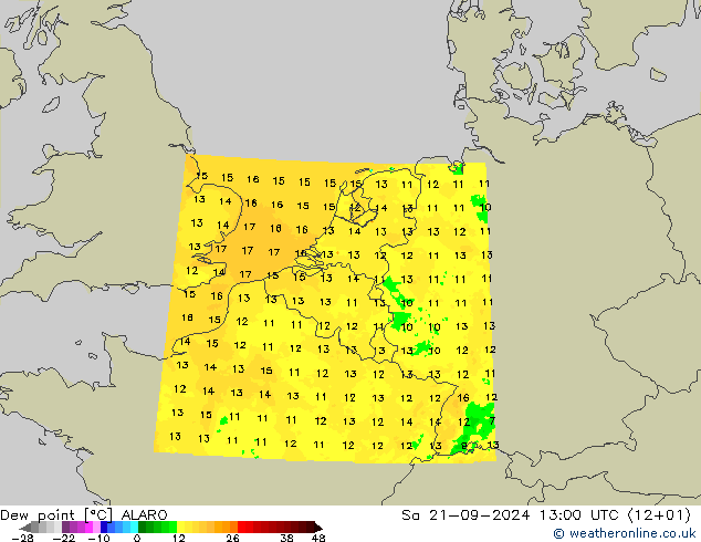 露点 ALARO 星期六 21.09.2024 13 UTC