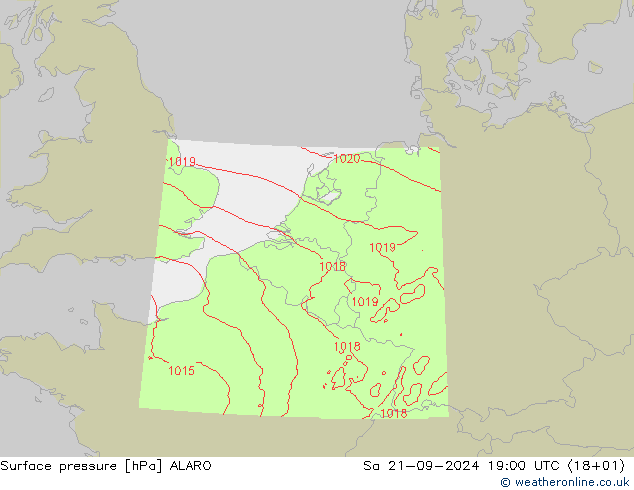 Surface pressure ALARO Sa 21.09.2024 19 UTC