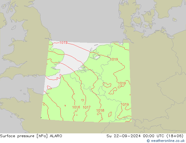 Surface pressure ALARO Su 22.09.2024 00 UTC