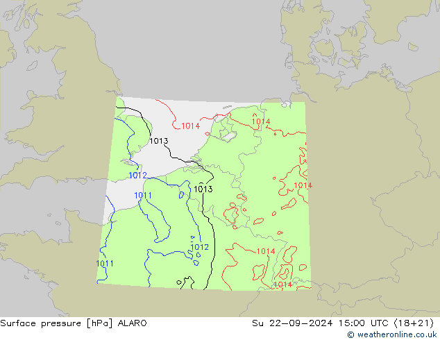 Surface pressure ALARO Su 22.09.2024 15 UTC