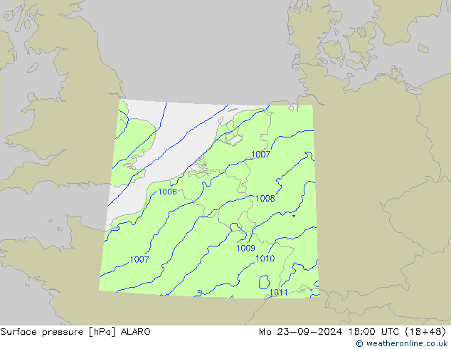 地面气压 ALARO 星期一 23.09.2024 18 UTC